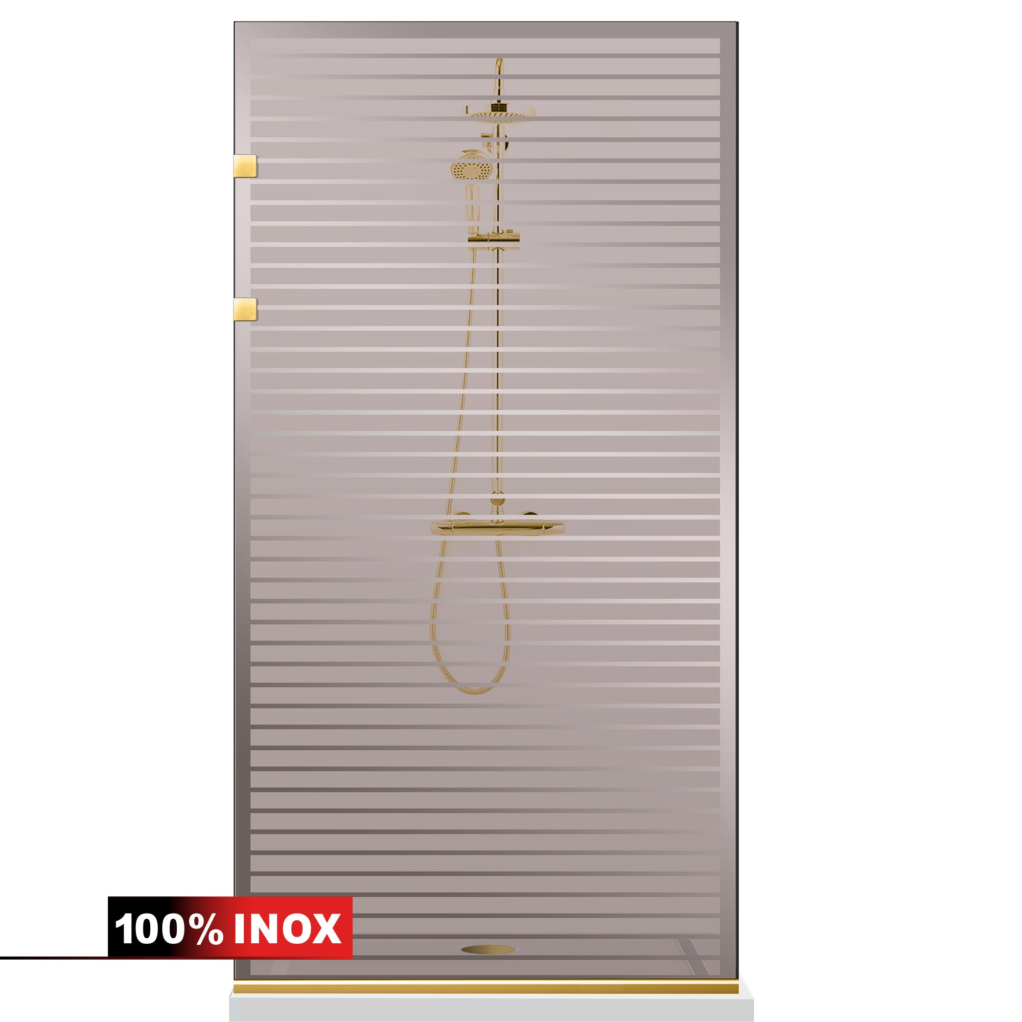 Paravan dus Walk-in, Perete dus Inox, auriu #Bronz