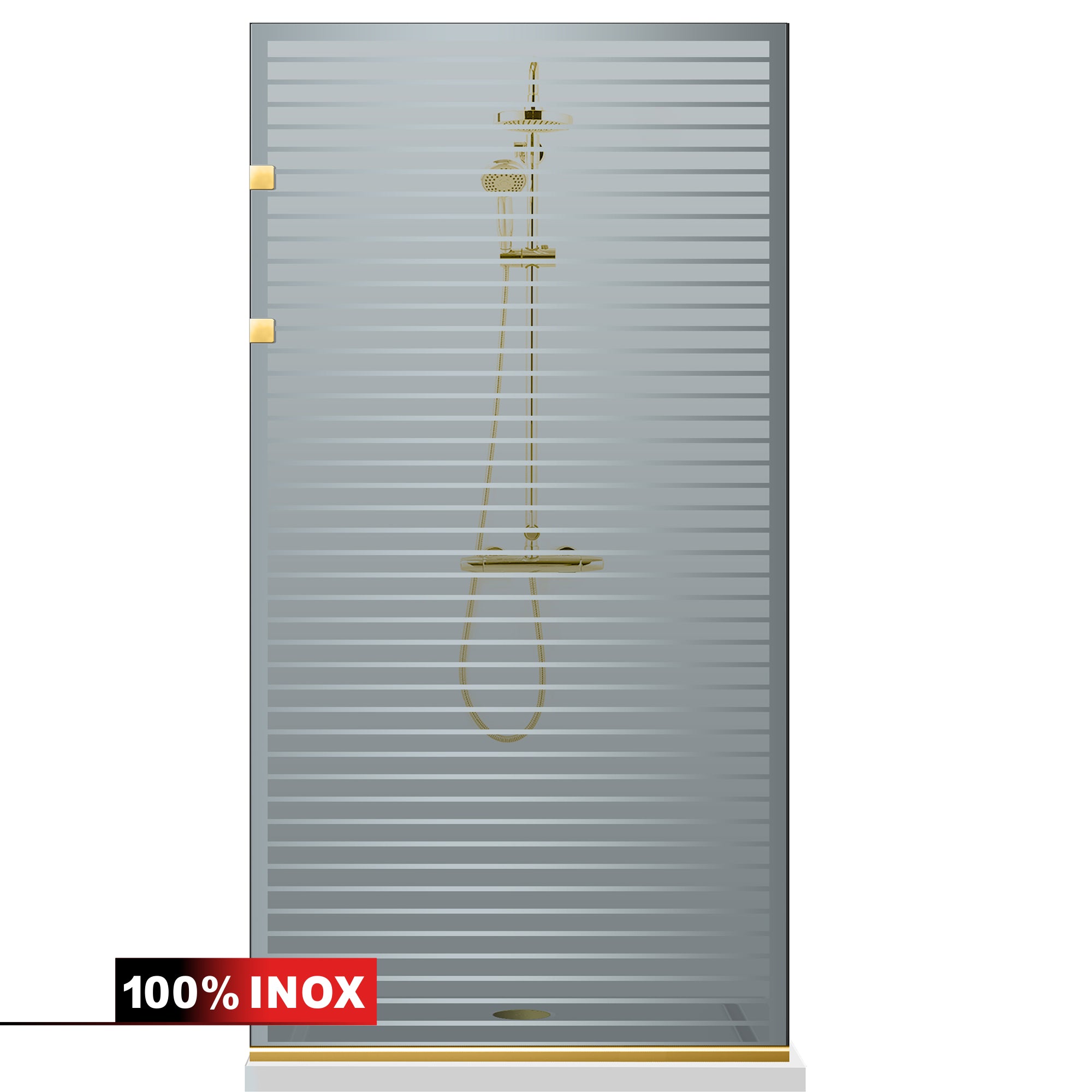 Paravan dus Walk-in, Perete dus Inox, auriu #Gri