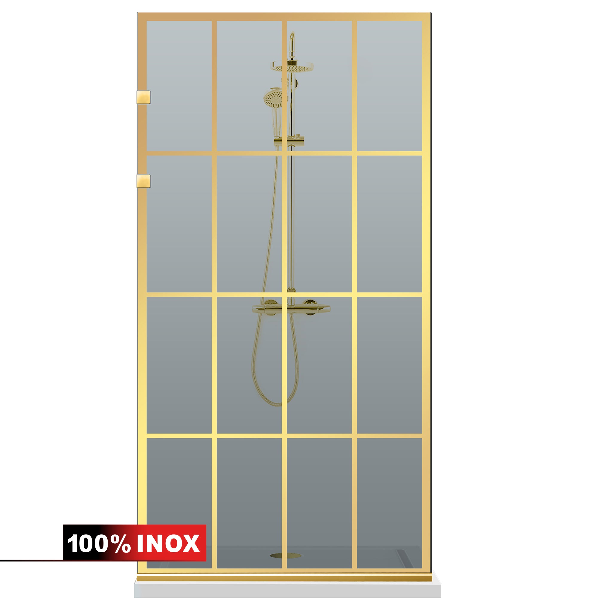 Paravan dus Walk-in, Perete dus Inox, auriu #Gri