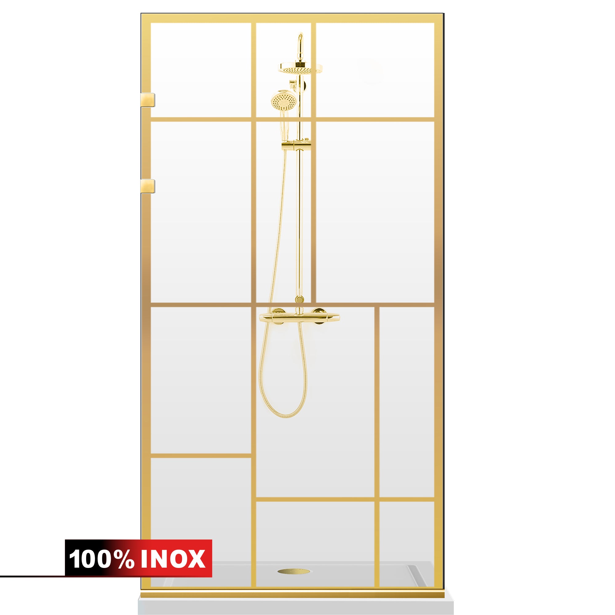 Paravan dus Walk-in, Perete dus Inox, auriu, #Clara #Víztiszta