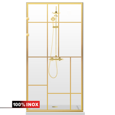 Paravan dus Walk-in, Perete dus Inox, auriu, #Clara #Víztiszta