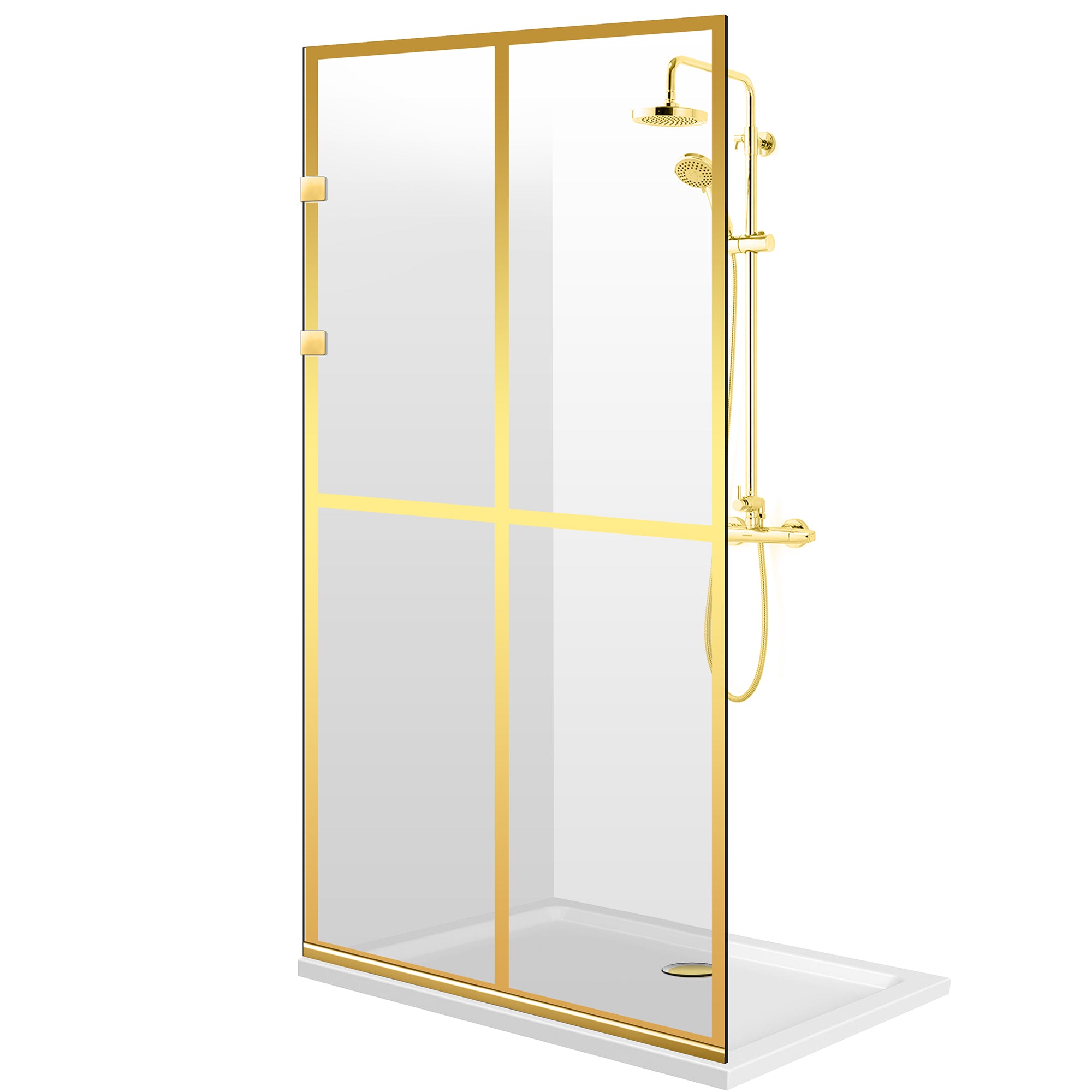 Paravan dus Walk-in, Perete dus Inox, auriu, #Clara #Víztiszta