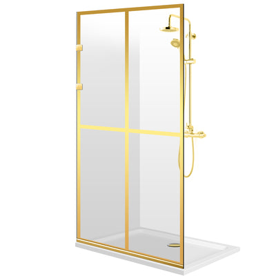 Paravan dus Walk-in, Perete dus Inox, auriu, #Clara #Víztiszta