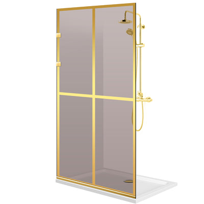 Paravan dus Walk-in, Perete dus Inox, auriu #Bronz