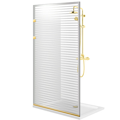 Paravan dus Walk-in, Perete dus Inox, auriu, #Clara #Víztiszta
