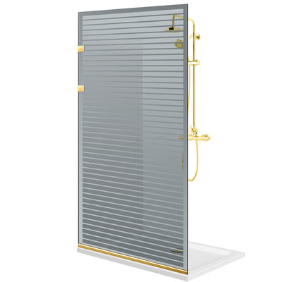 Paravan dus Walk-in, Perete dus Inox, auriu #Gri