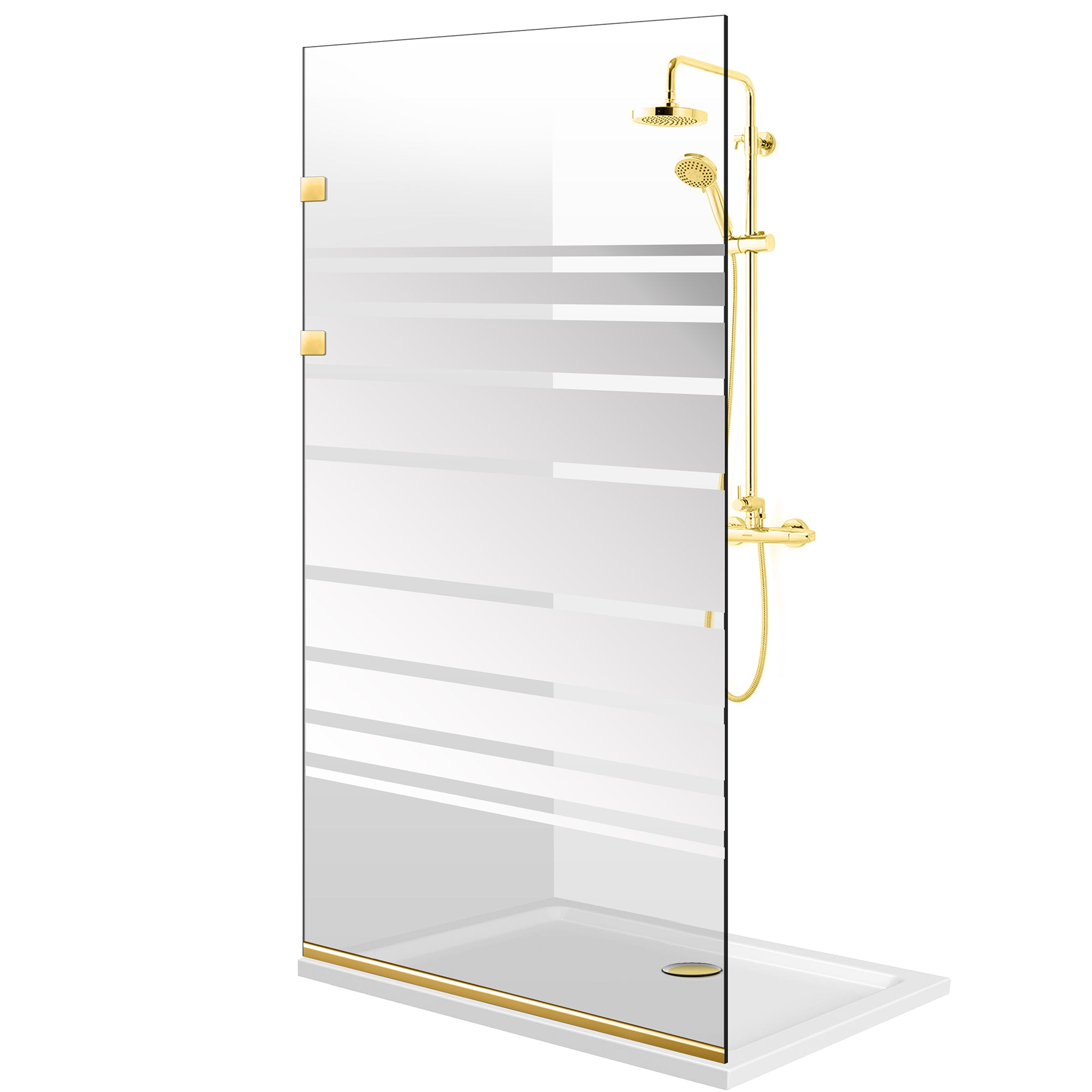 Paravan dus Walk-in, Perete dus Inox, auriu, #Clara #Víztiszta