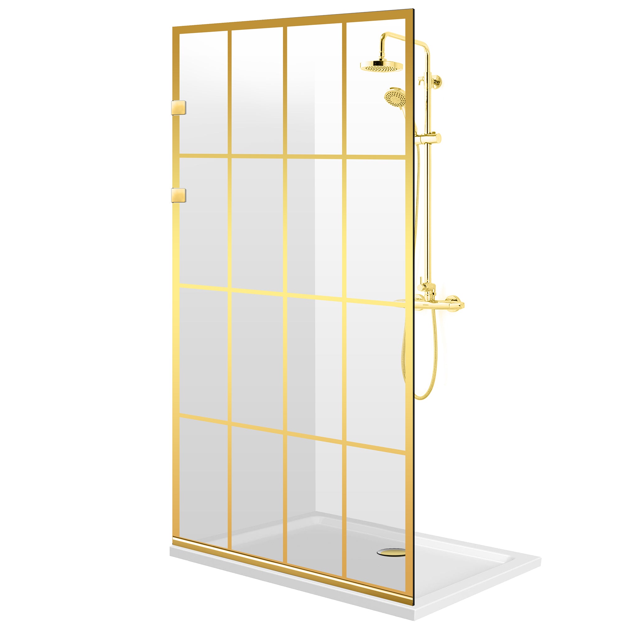Paravan dus Walk-in, Perete dus Inox, auriu, #Clara #Víztiszta