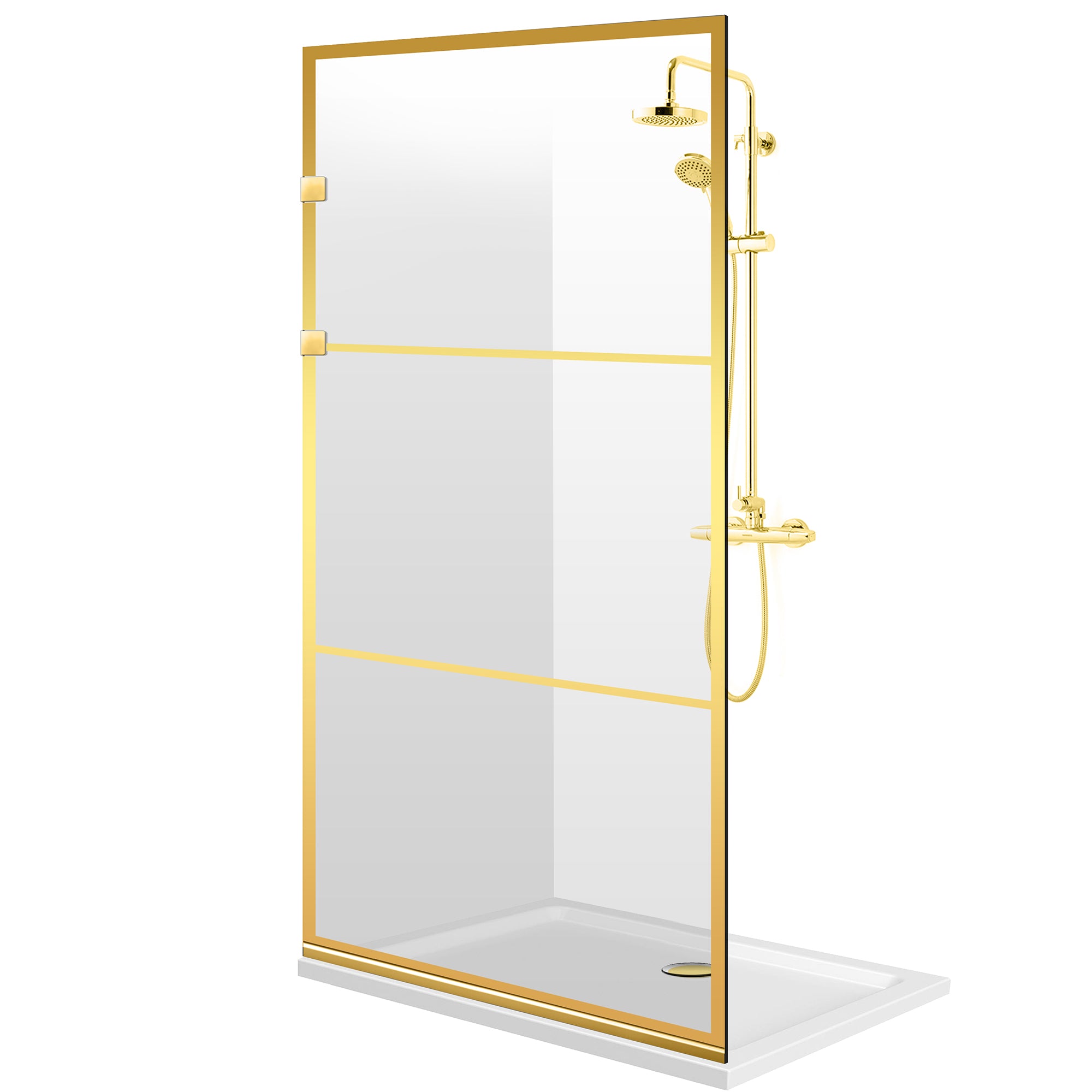 Paravan dus Walk-in, Perete dus Inox, auriu, #Clara #Víztiszta
