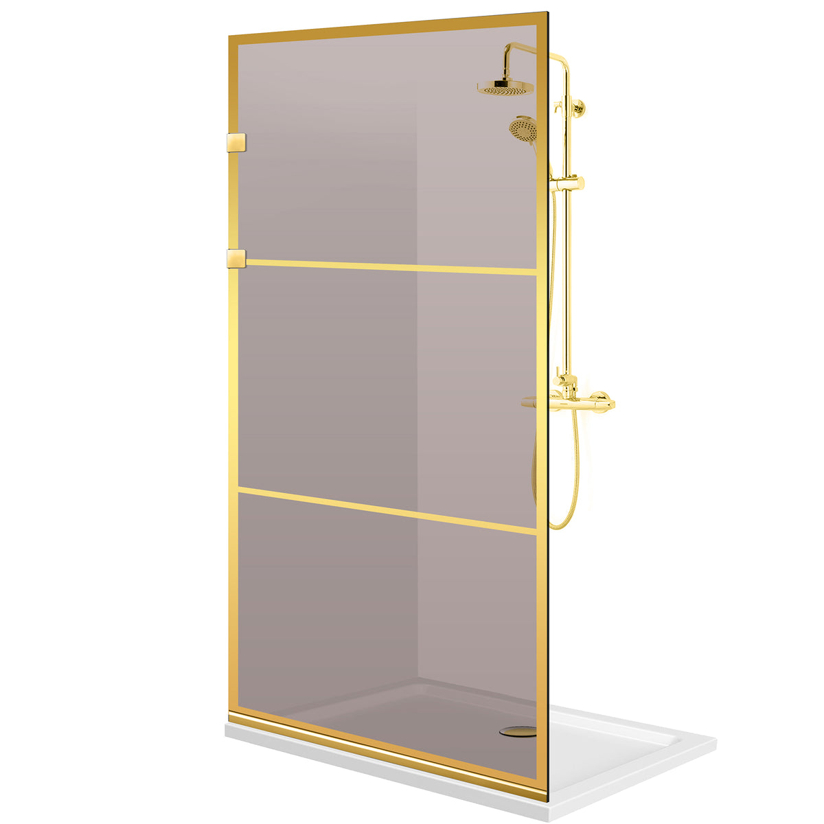 Duschwände Walk-in, Duschwand Edelstahl, goldfarben #Bronze