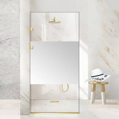 Paravan dus Walk-in, Perete dus Inox, auriu, #Clara #Víztiszta
