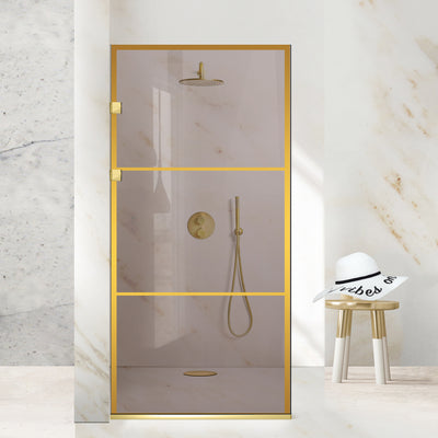 Duschwände Walk-in, Duschwand Edelstahl, goldfarben #Bronze