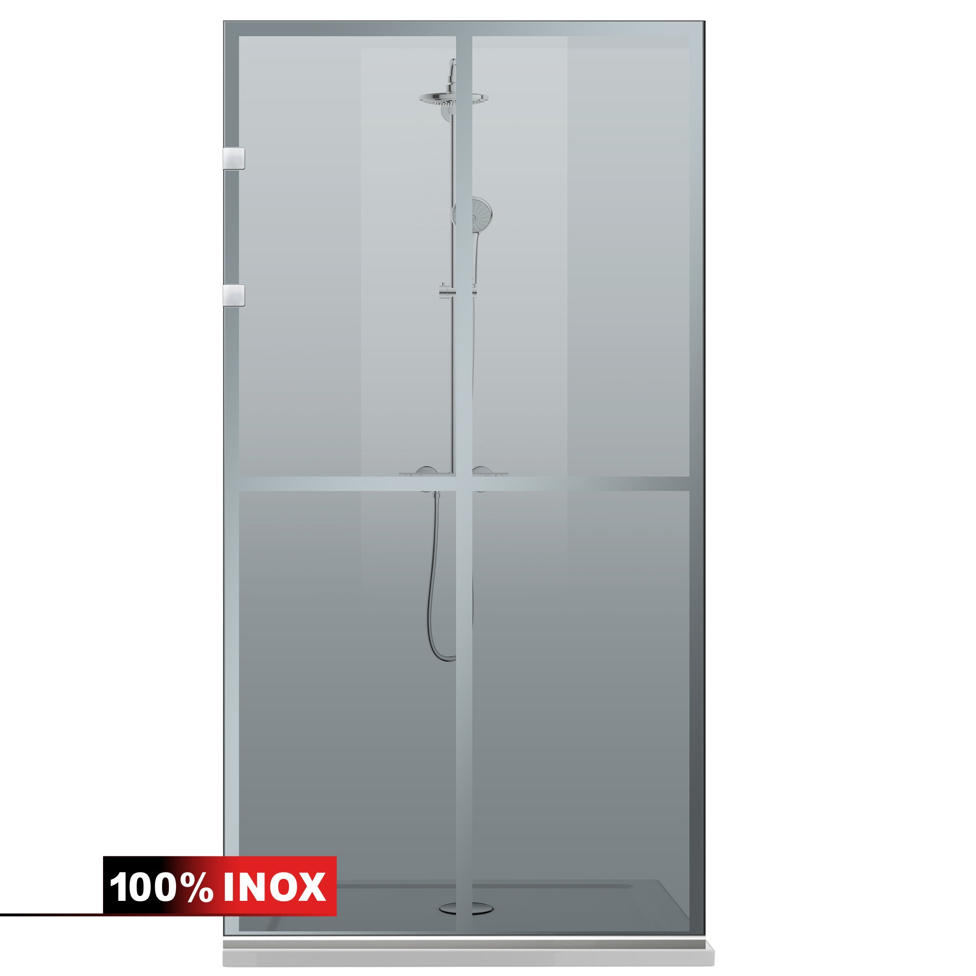 Paravan dus Walk-in, Perete dus Inox, #Gri