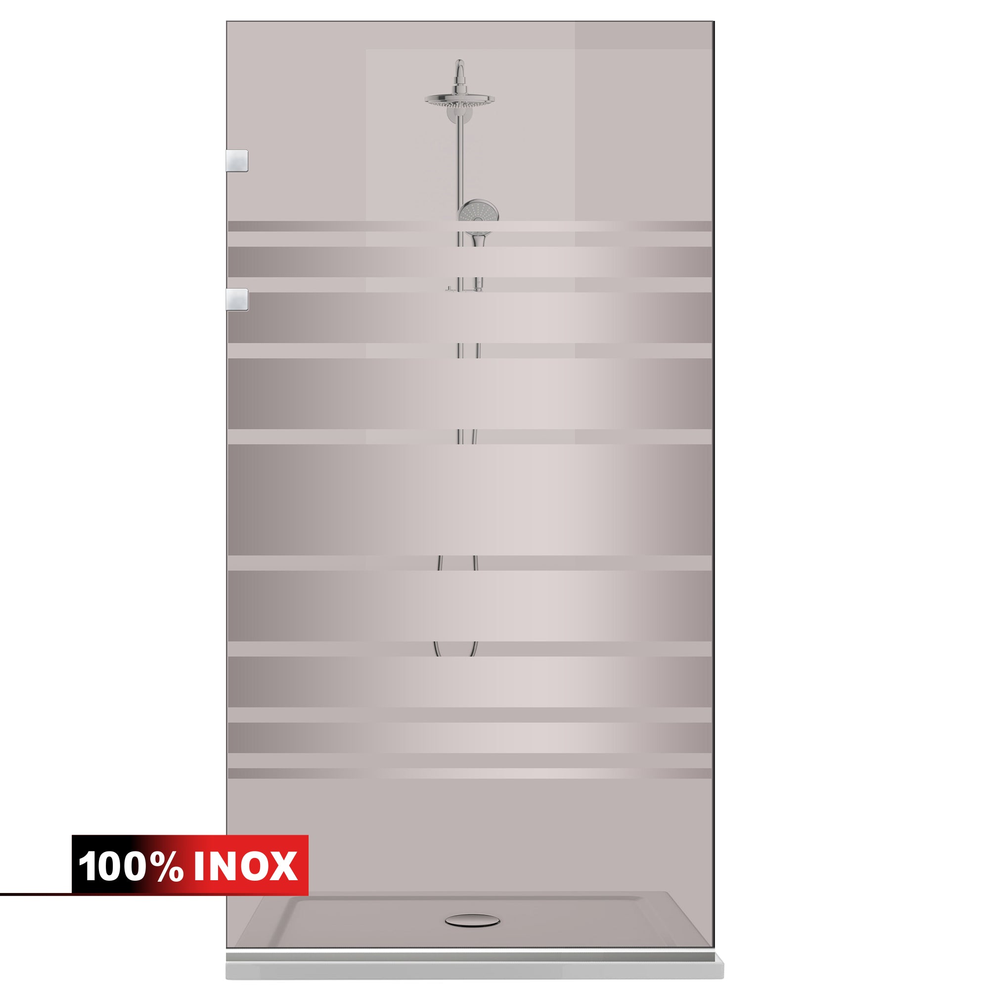 Paravan dus Walk-in, Perete dus Inox, #Bronz