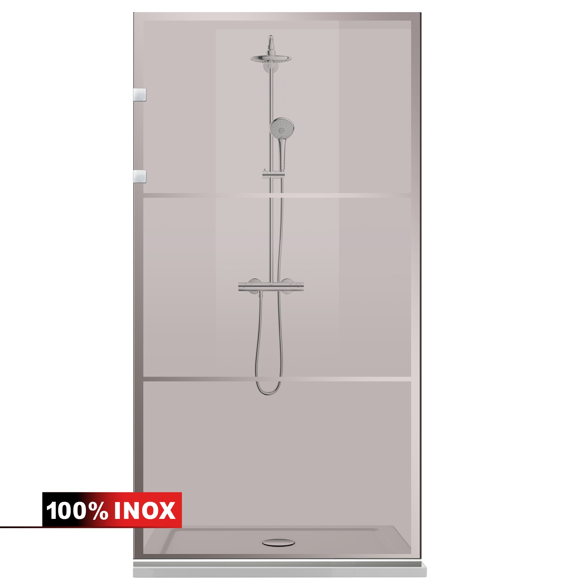 Paravan dus Walk-in, Perete dus Inox, #Bronz