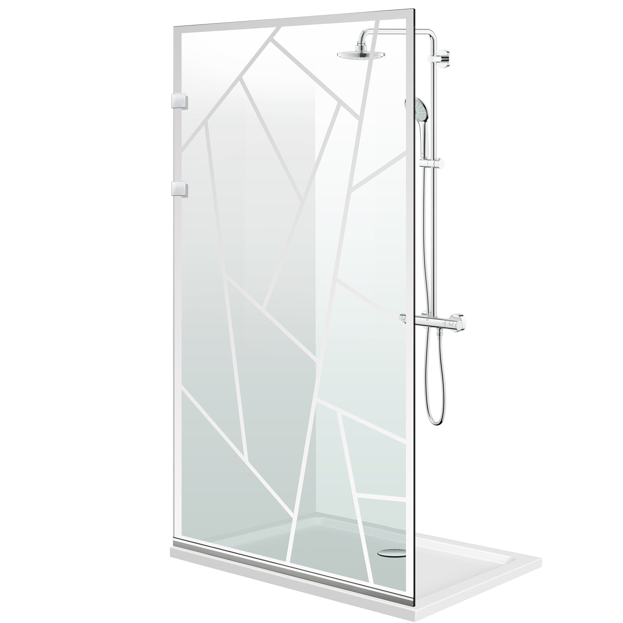 Duschabtrennung Walk-in Aqua Elegance ® INOX, Modell Atlas farblos, Beschläge komplett aus Edelstahl, klares Sicherheitsglas