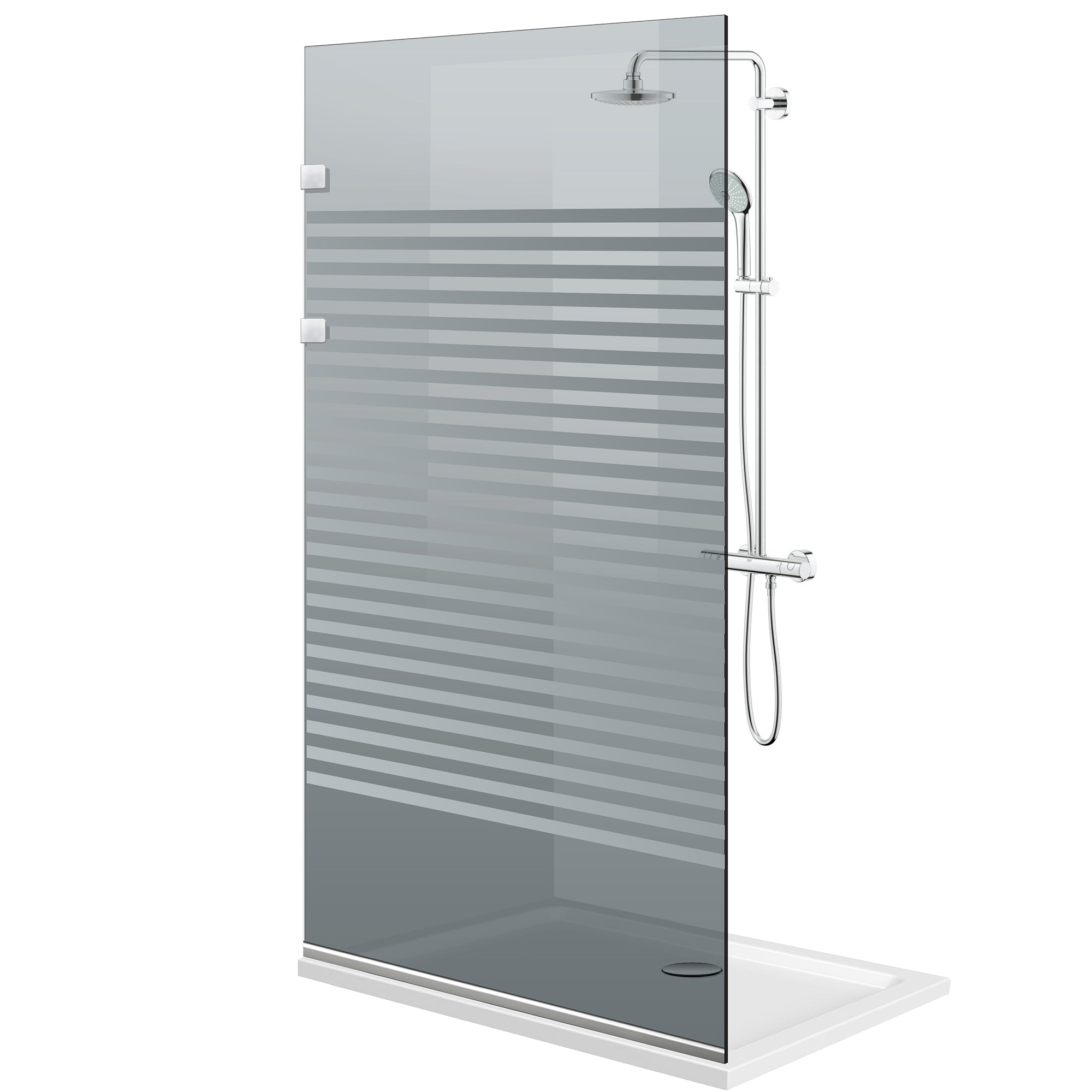 Paravan dus Walk-in, Perete dus Inox, #Gri