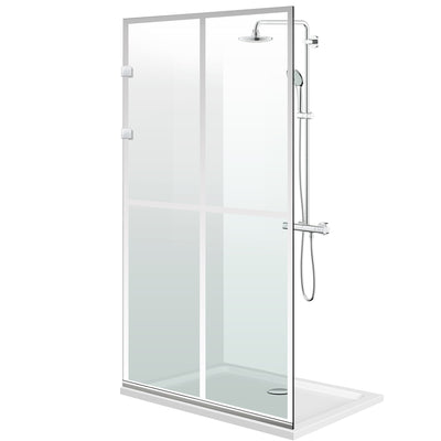 Duschabtrennung Walk-in Aqua Elegance ® INOX, Modell Basic farblos, Beschläge komplett aus Edelstahl, klares Sicherheitsglas