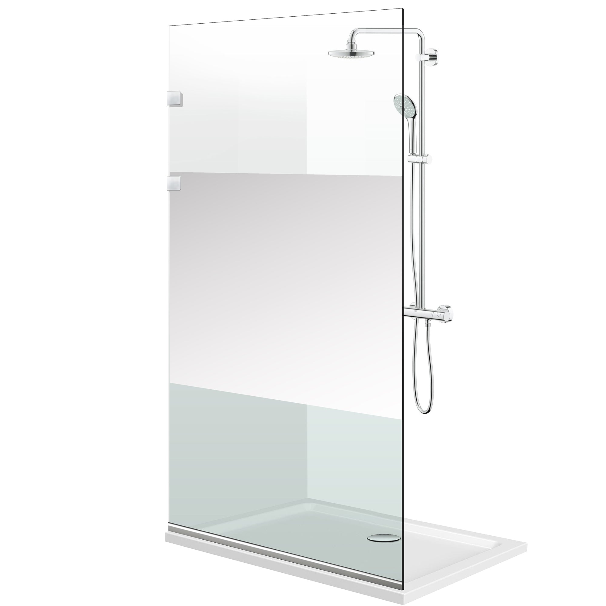 Duschabtrennung Walk-in Aqua Elegance ® INOX, Modell Line farblos, Beschläge komplett aus Edelstahl, klares Sicherheitsglas