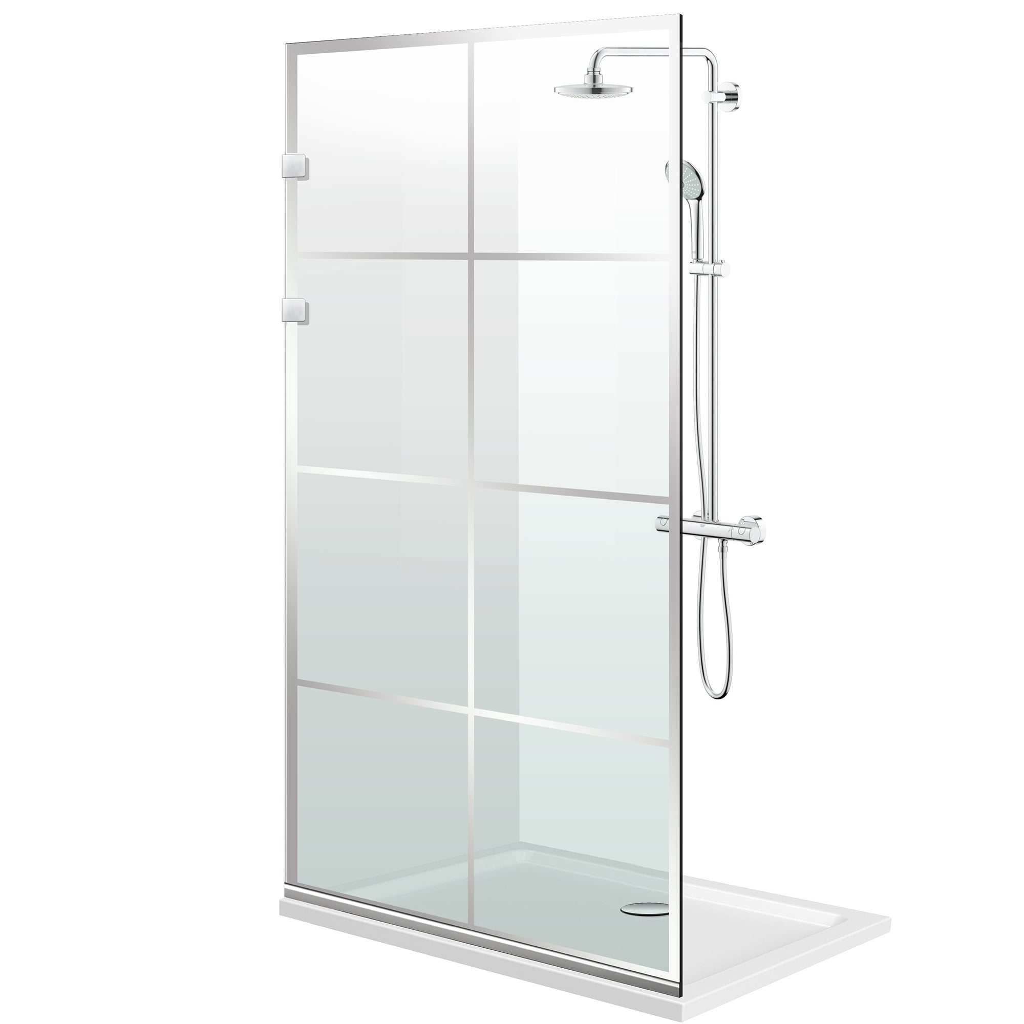 Duschabtrennung Walk-in Aqua Elegance ® INOX, Modell Mode farblos, Beschläge komplett aus Edelstahl, klares Sicherheitsglas