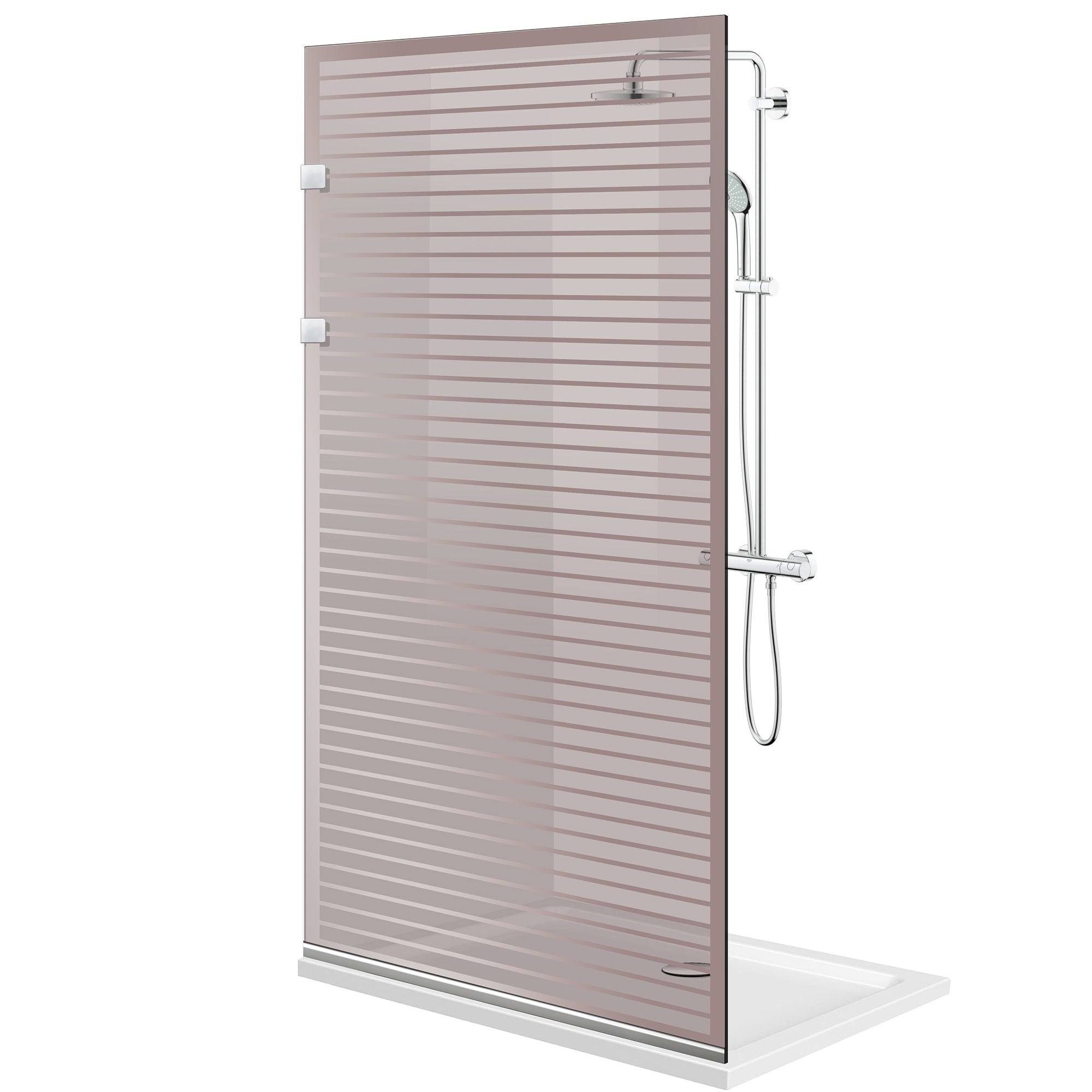 Paravan dus Walk-in, Perete dus Inox, #Bronz
