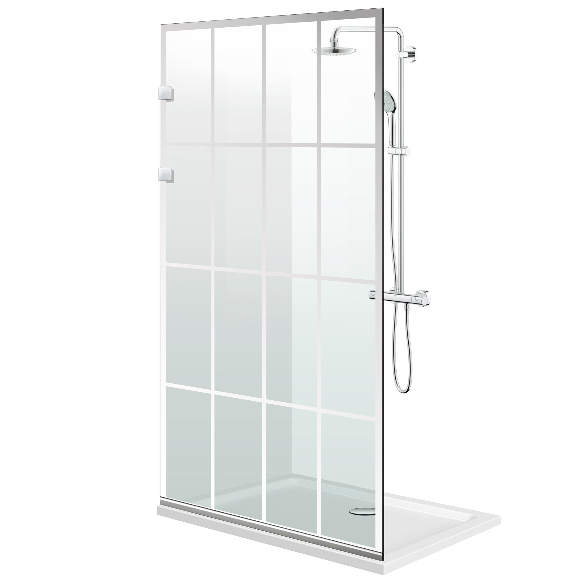 Duschabtrennung Walk-in Aqua Elegance ® INOX, Modell Rank farblos, Beschläge komplett aus Edelstahl, klares Sicherheitsglas