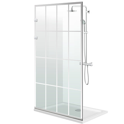 Duschabtrennung Walk-in Aqua Elegance ® INOX, Modell Rank farblos, Beschläge komplett aus Edelstahl, klares Sicherheitsglas