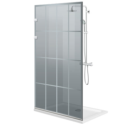 Paravan dus Walk-in, Perete dus Inox, #Gri
