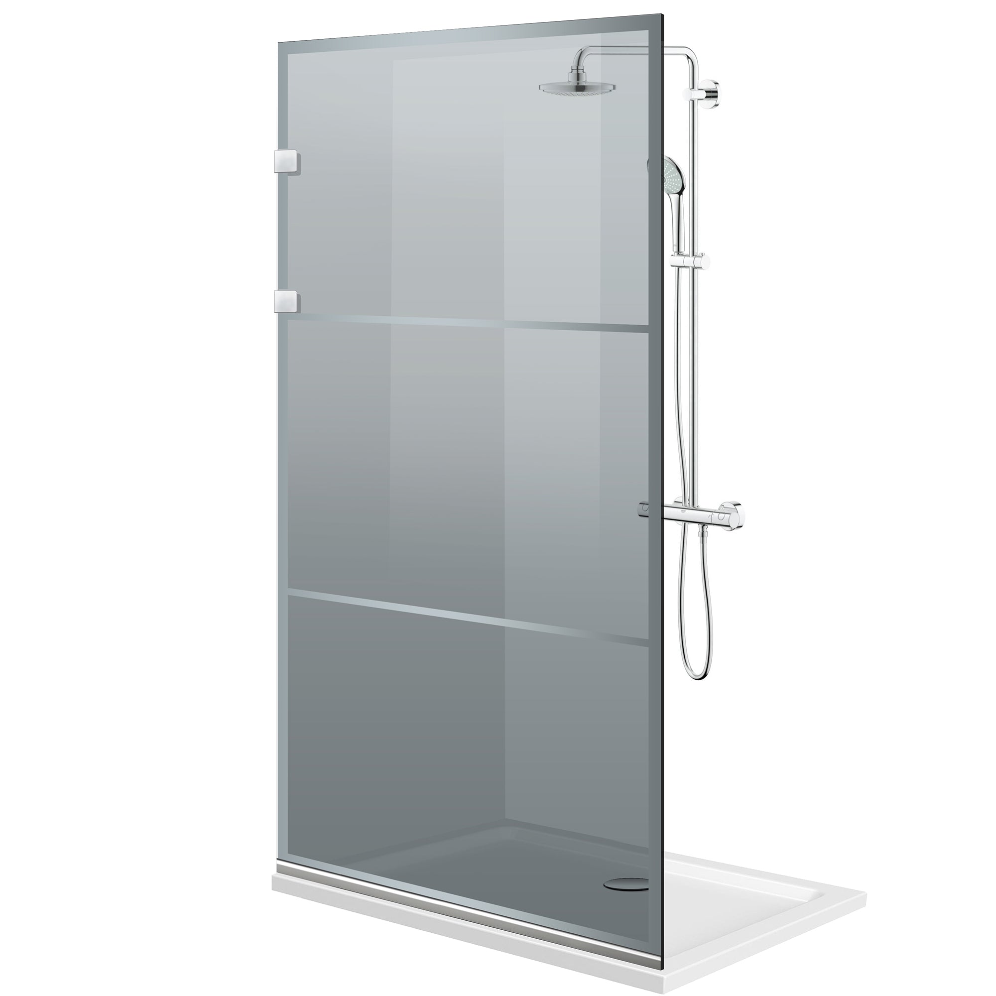 Paravan dus Walk-in, Perete dus Inox, #Gri