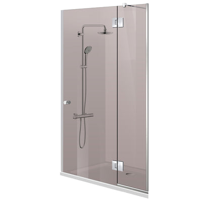 Duschtür mit festem Wandteil Aqua Line Plus Beschläge 100% INOX matt schwarz, verstellbare Stange, 6 mm Sicherheitsglas