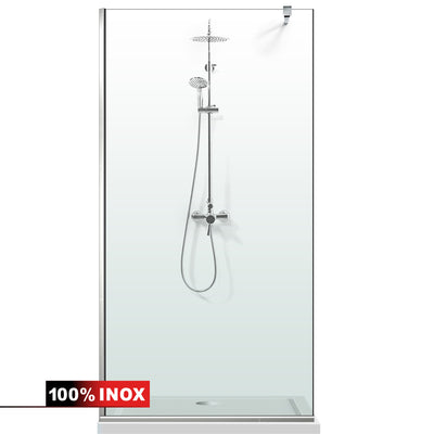 Paravan dus Walk-in, Perete dus  Inox, #Clara #Víztiszta