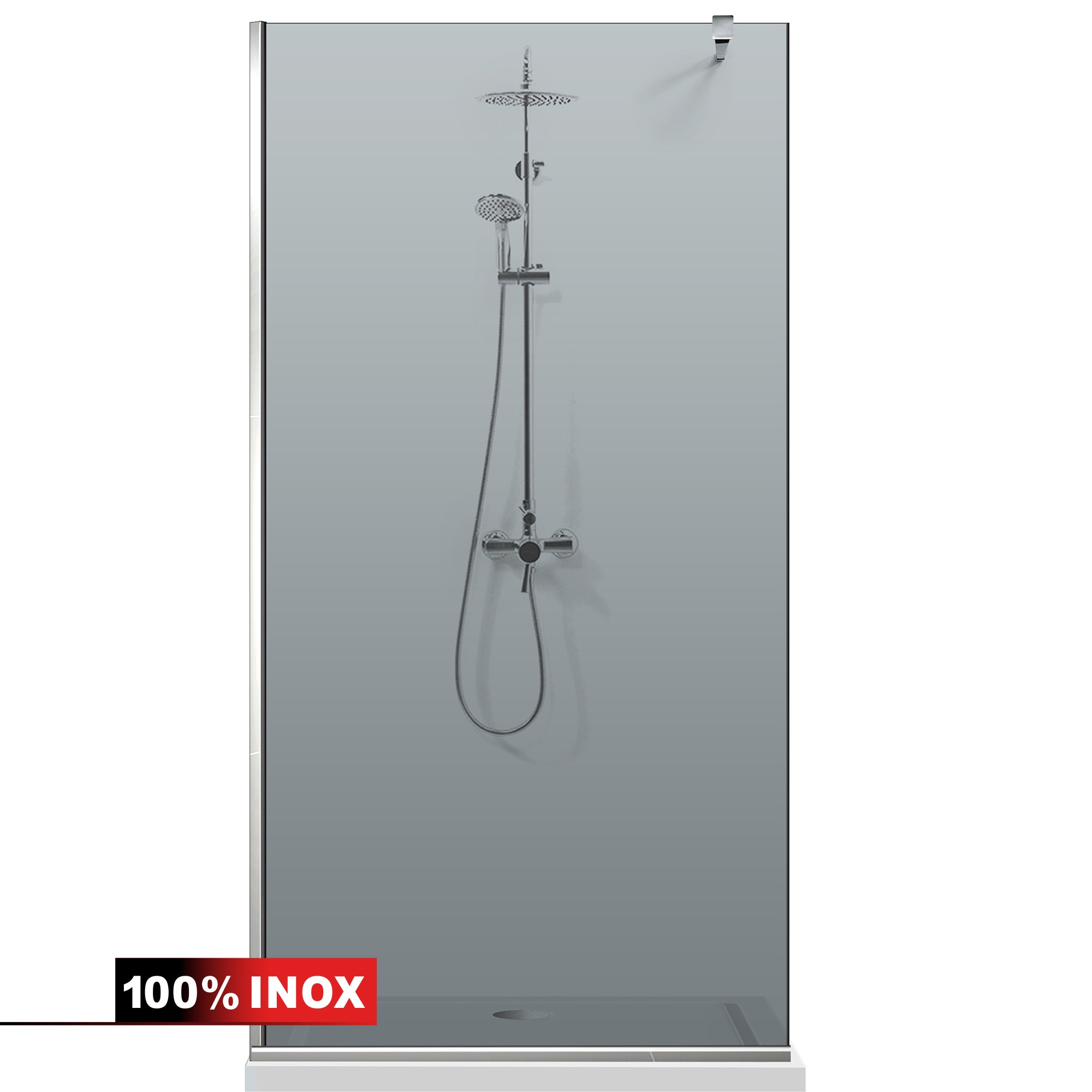 Paravan dus Walk-in, Perete dus  Inox, #Gri #Szürke