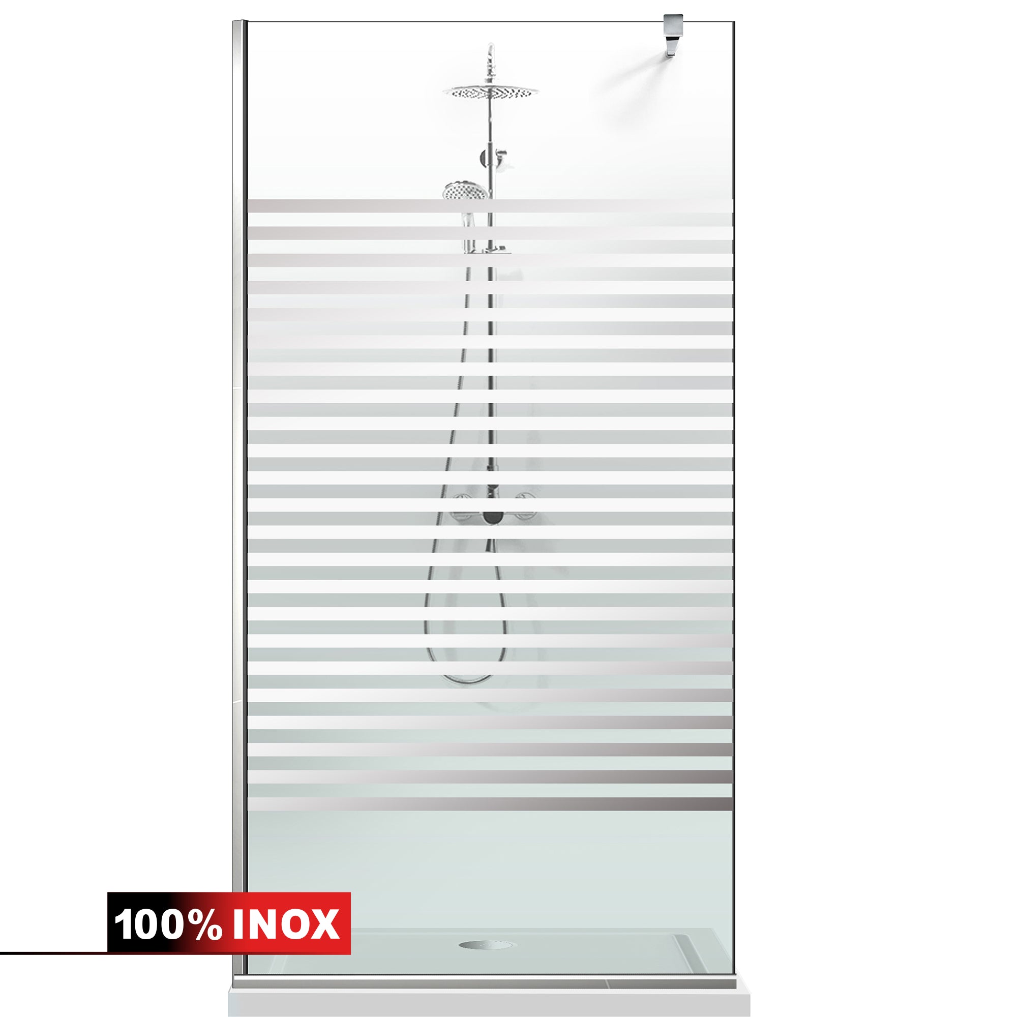 Paravan dus Walk-in, Perete dus  Inox, #Clara #Víztiszta