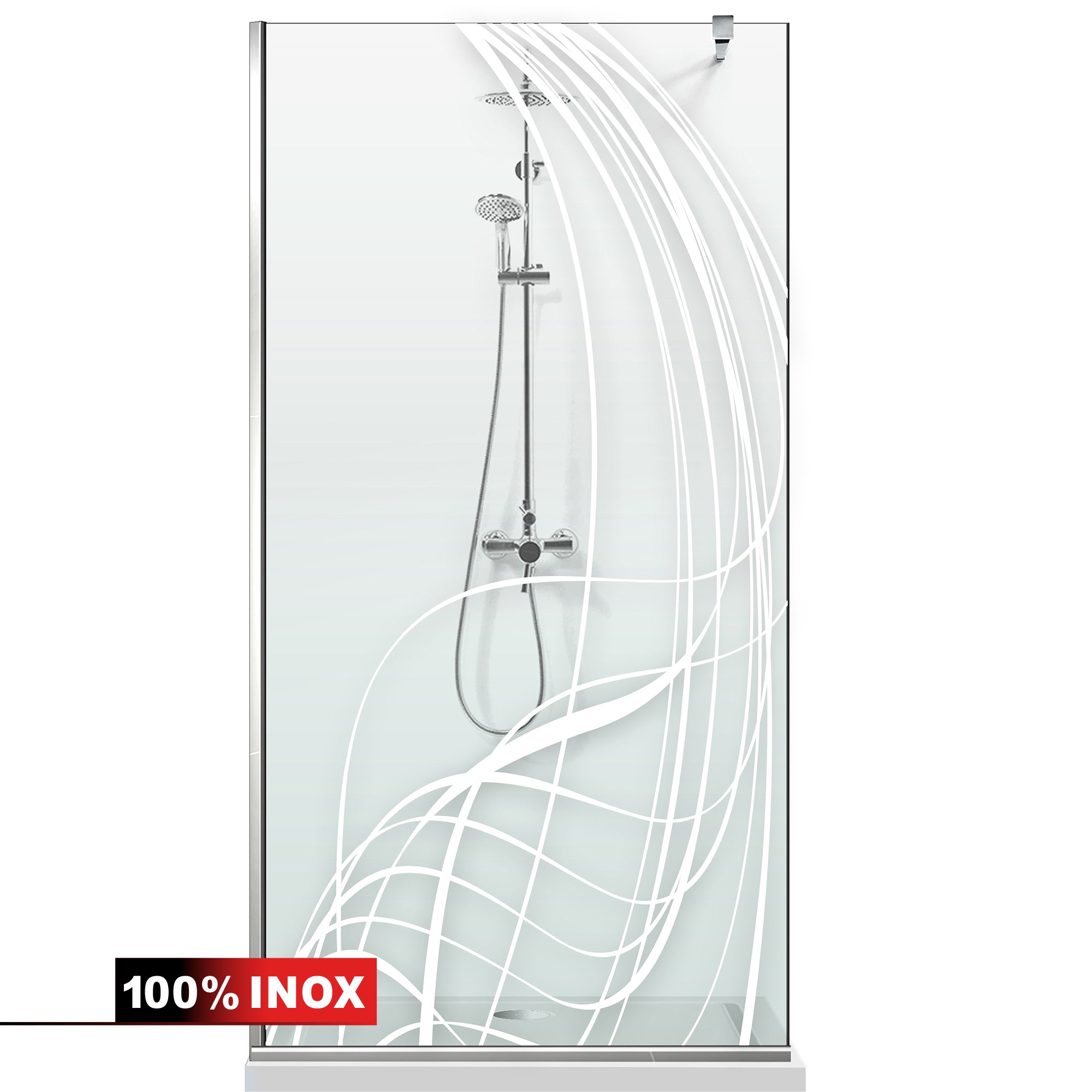 Paravan dus Walk-in, Perete dus  Inox, #Clara #Víztiszta