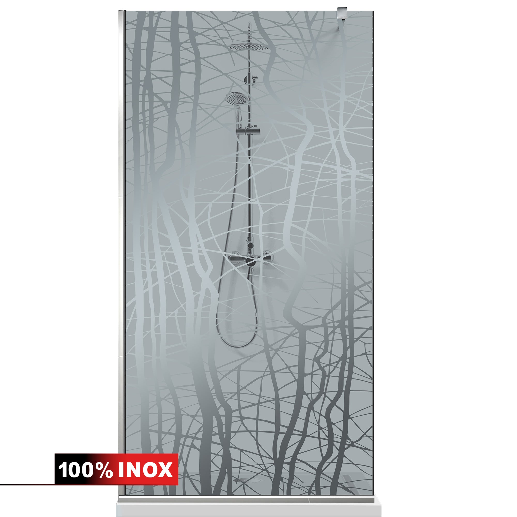 Paravan dus Walk-in, Perete dus  Inox, #Gri #Szürke