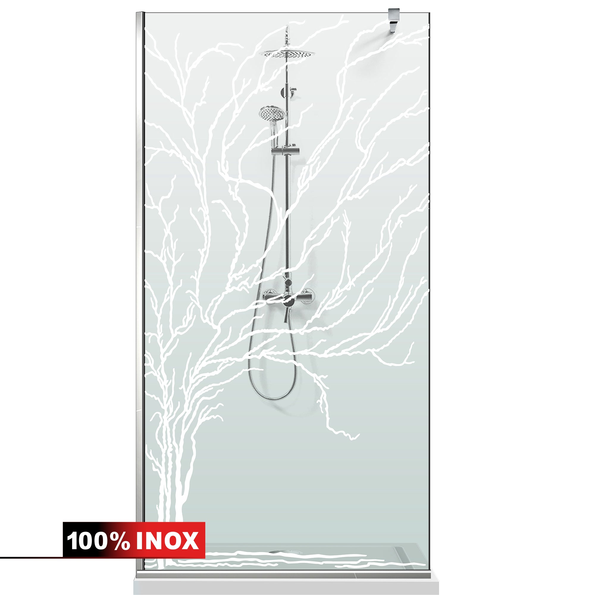 Paravan dus Walk-in, Perete dus  Inox, #Clara #Víztiszta