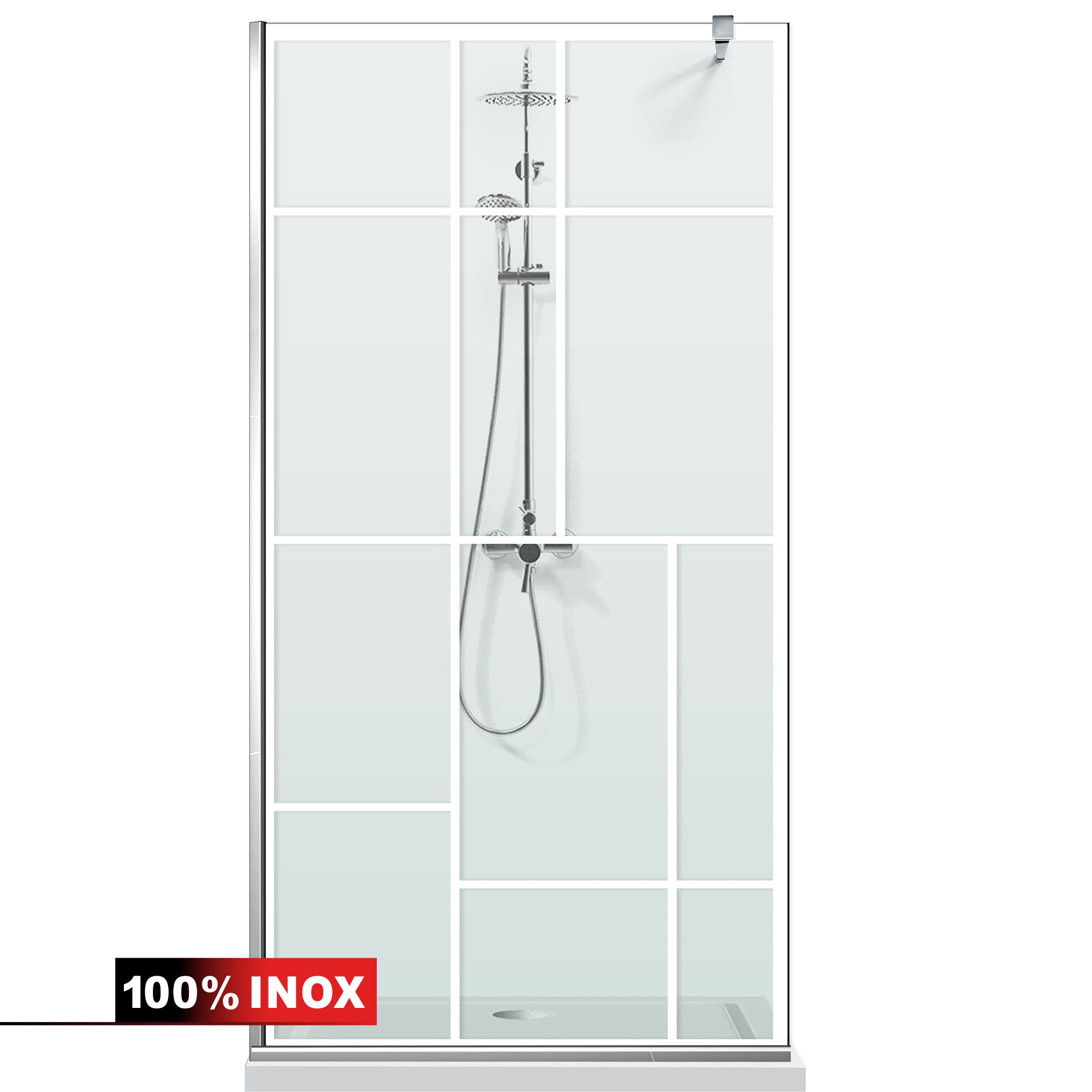 Paravan dus Walk-in, Perete dus  Inox, #Clara #Víztiszta