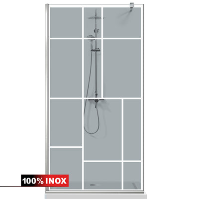 Paravan dus Walk-in, Perete dus  Inox, #Gri #Szürke