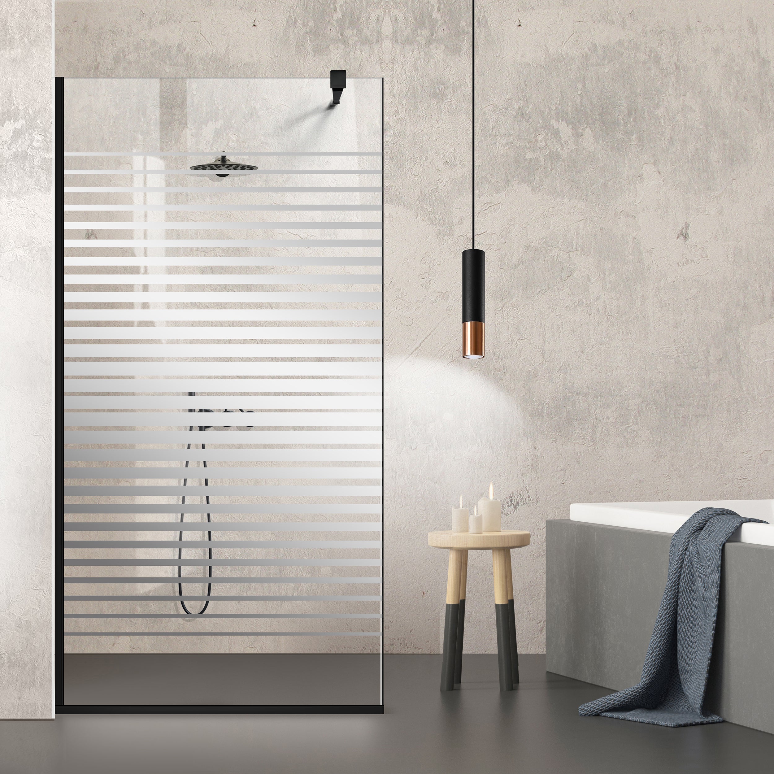 Paravan dus Walk-in, Perete dus  Negru, #Clara