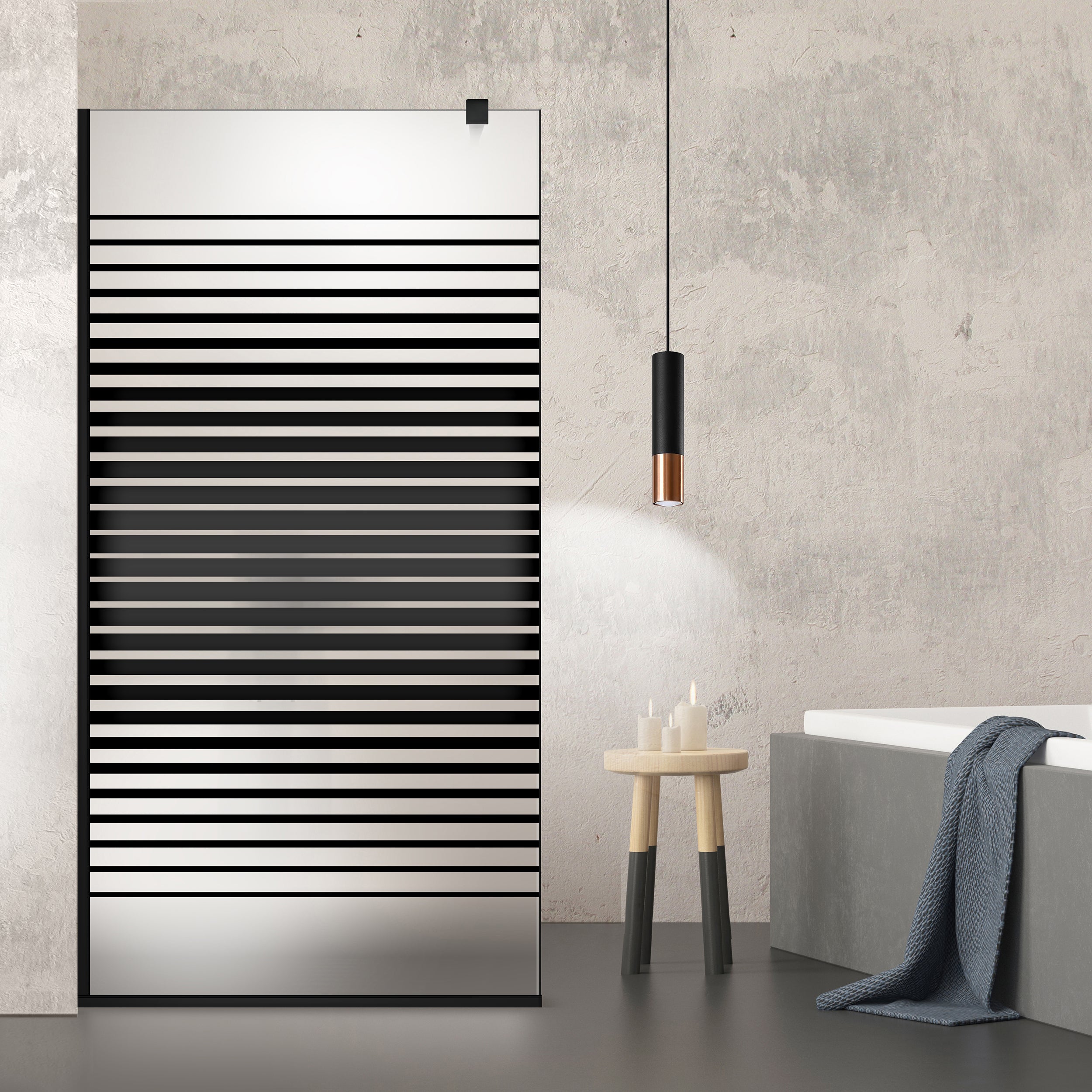 Paravan dus Walk-in, Perete dus  Negru, #Mat #Matt