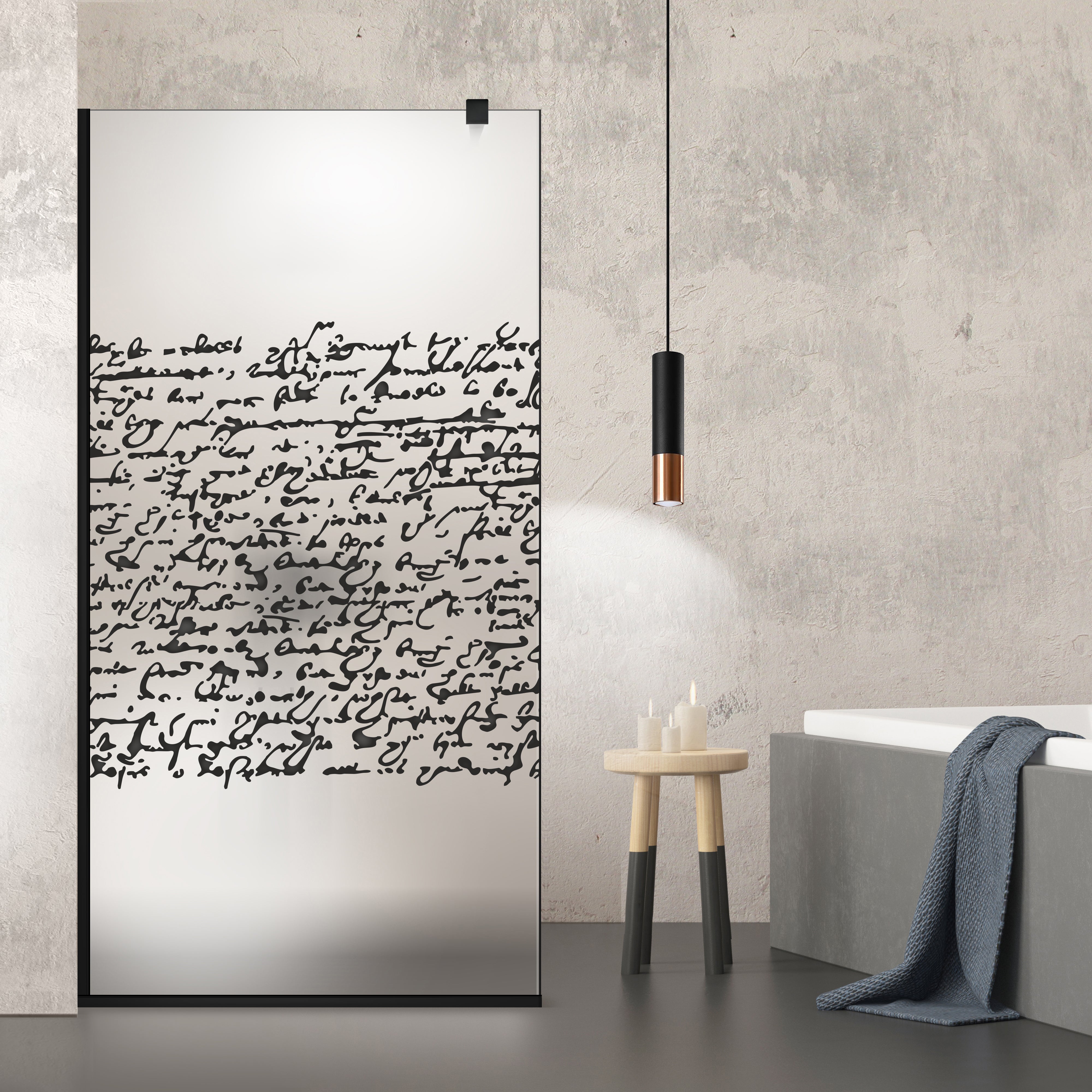Paravan dus Walk-in, Perete dus  Negru, #Mat #Matt