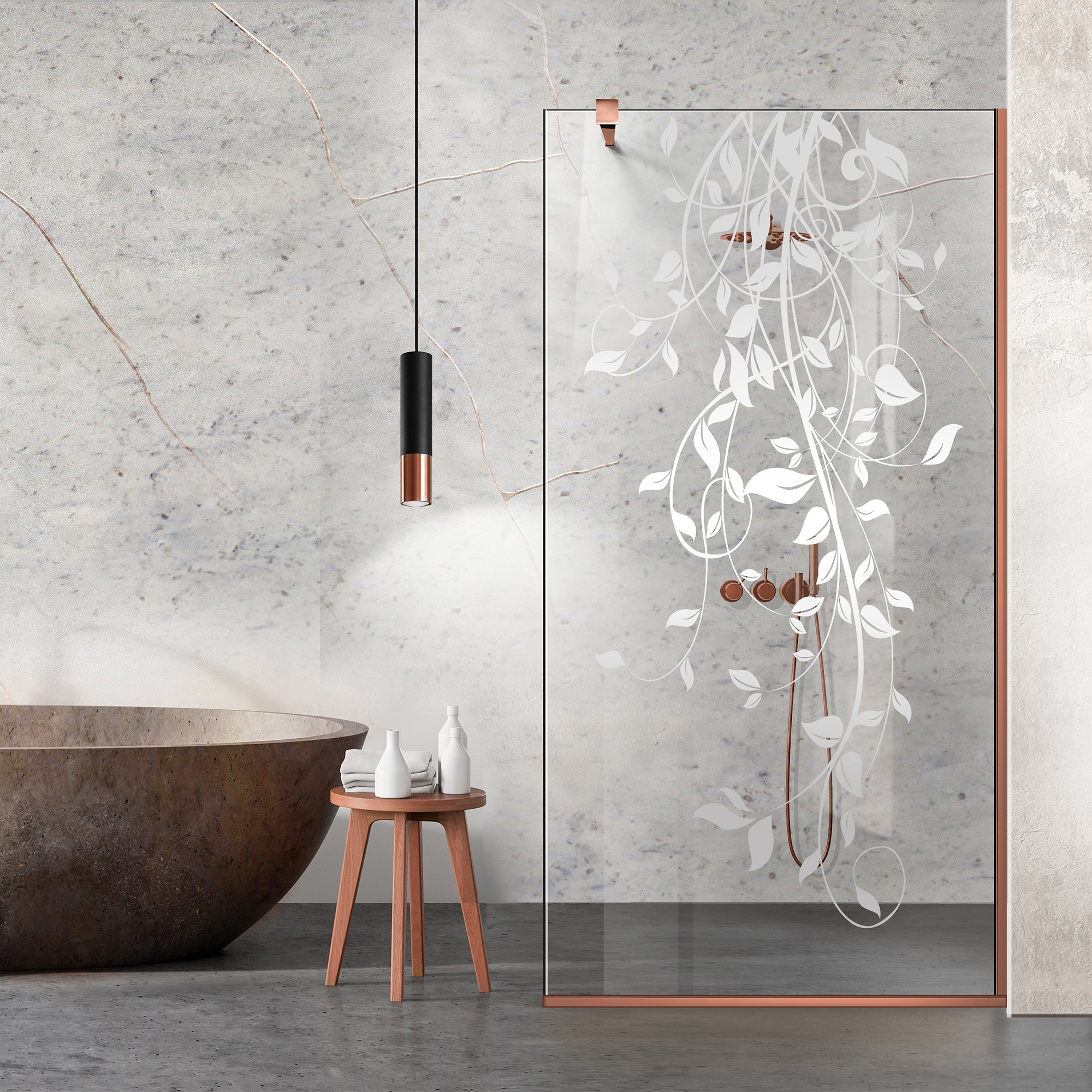 Paravan dus Walk-in, Perete dus  Copper, #Clara #Víztiszta