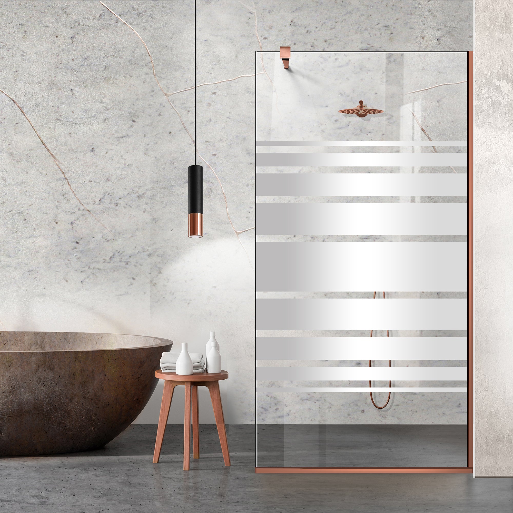 Paravan dus Walk-in, Perete dus  Copper, #Clara #Víztiszta