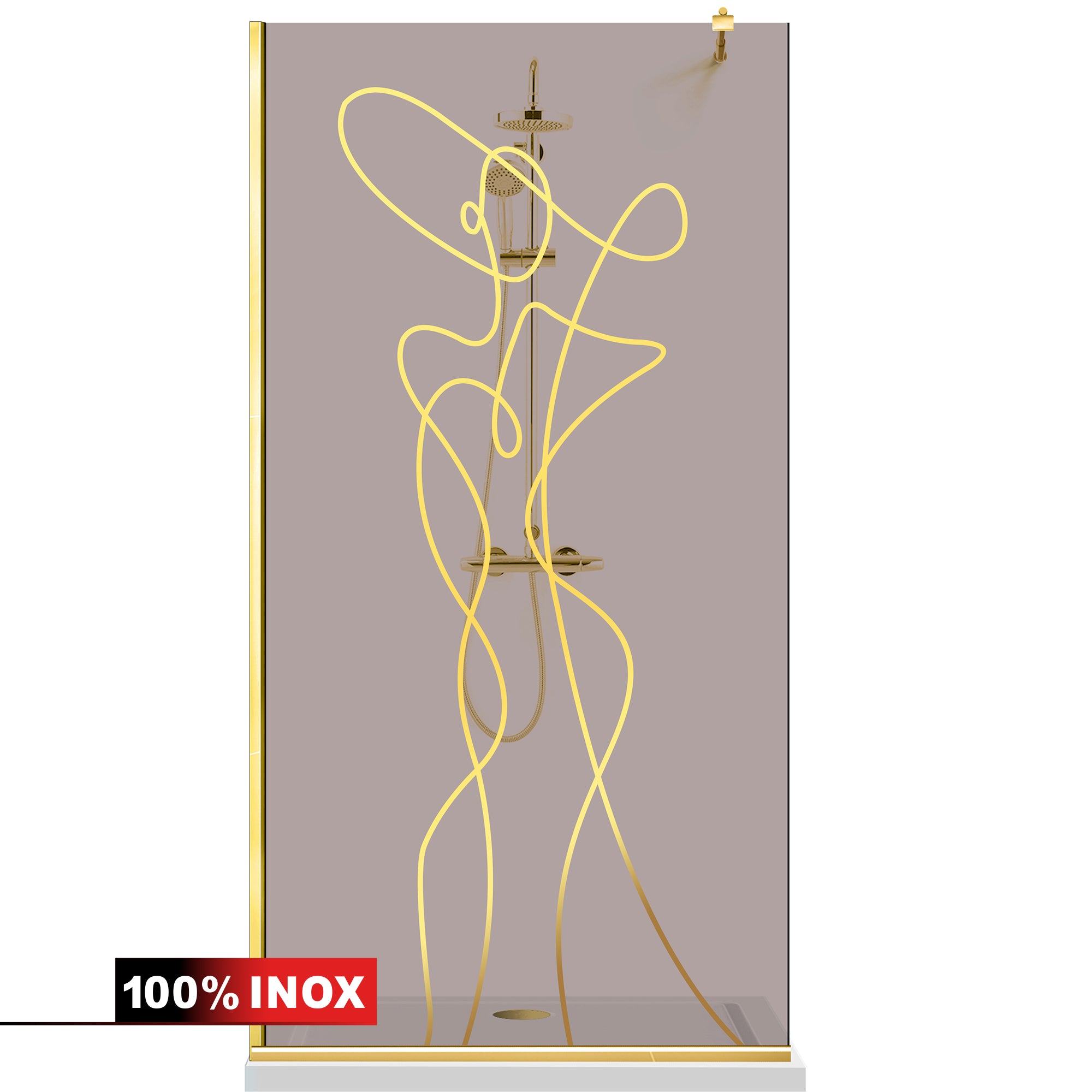 Paravan dus Walk-in, Perete dus  Auriu, #Bronz #Bronz