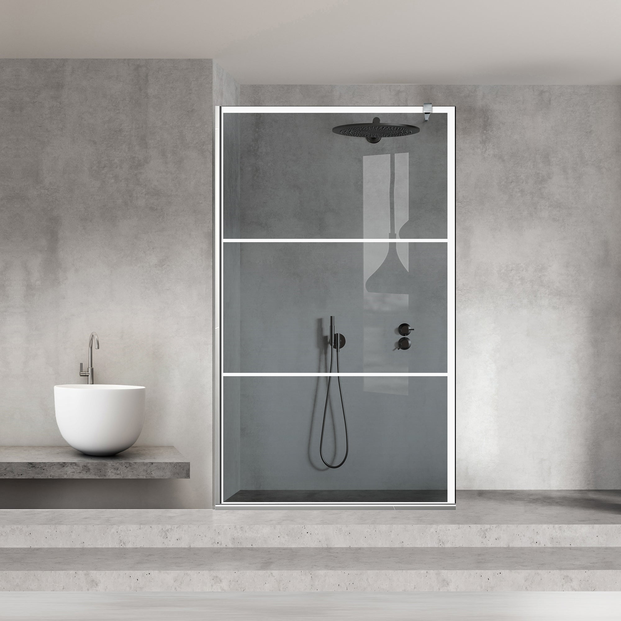 Paravan dus Walk-in, Perete dus  Inox, #Gri #Szürke