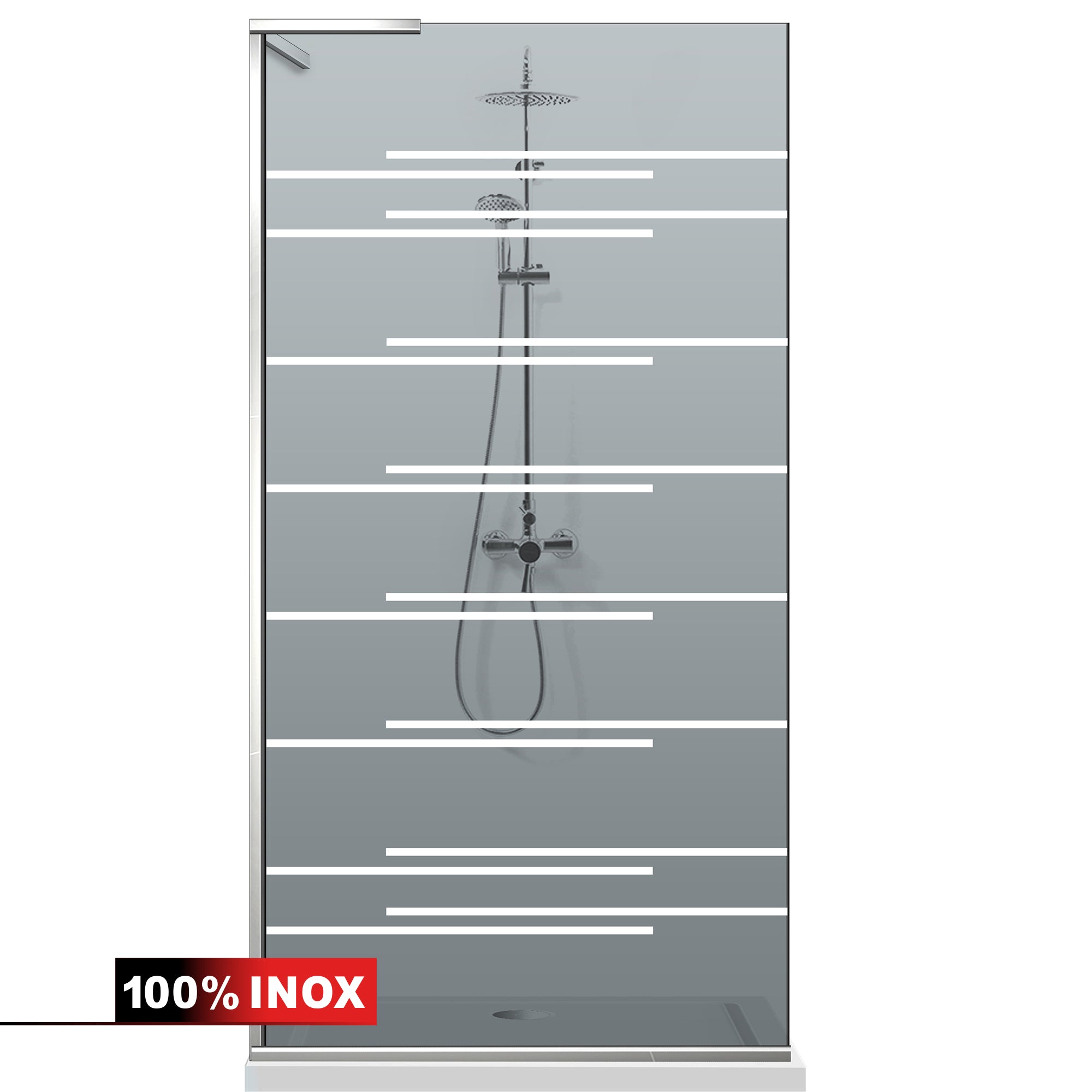 Paravan dus Walk-in, Perete dus Inox, #Gri #Szürke