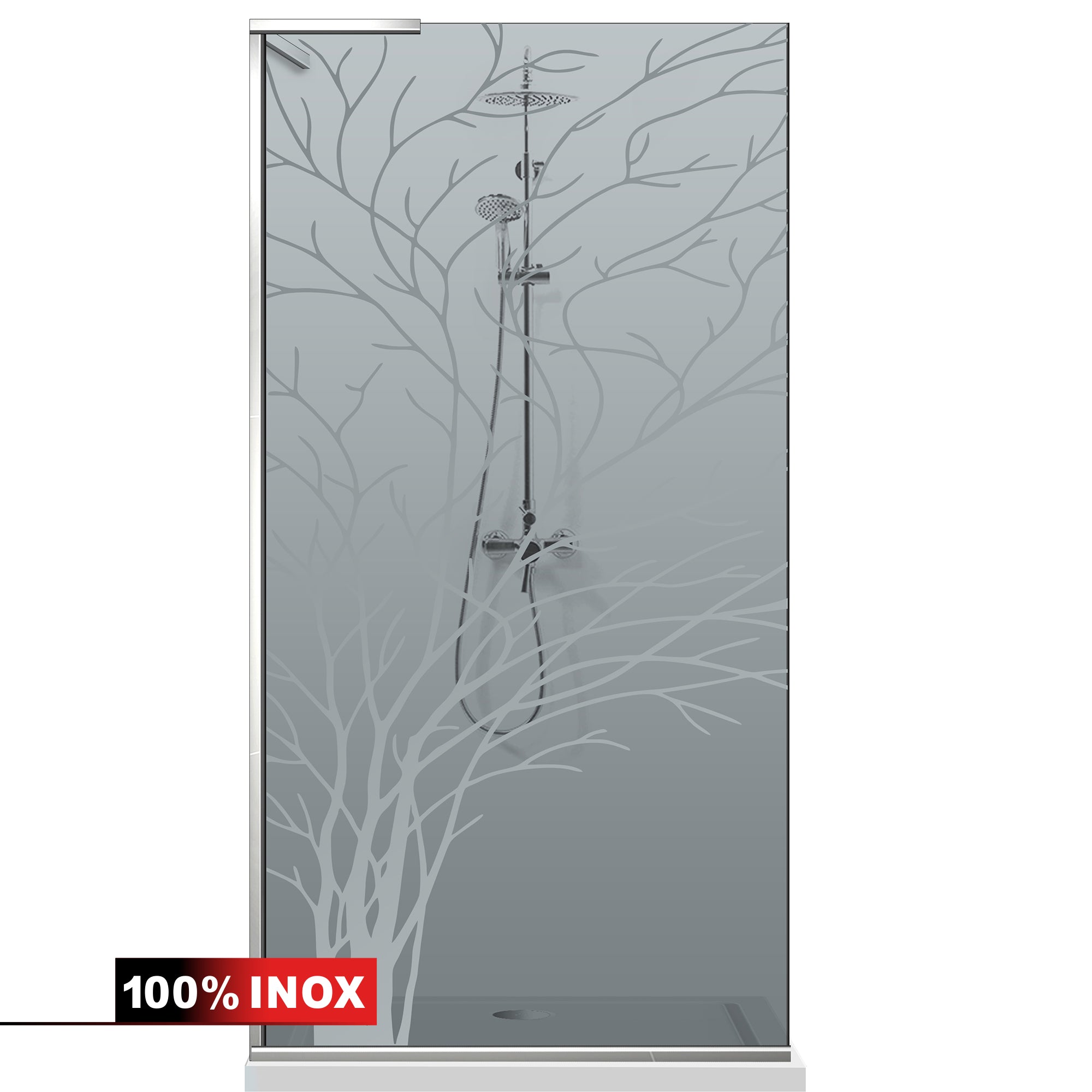 Paravan dus Walk-in, Perete dus Inox, #Gri #Szürke