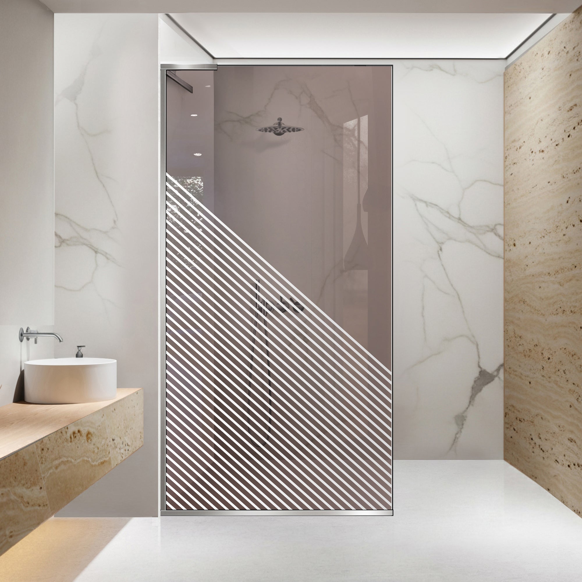 Paravan dus Walk-in, Perete dus Inox, #Bronz #Bronz