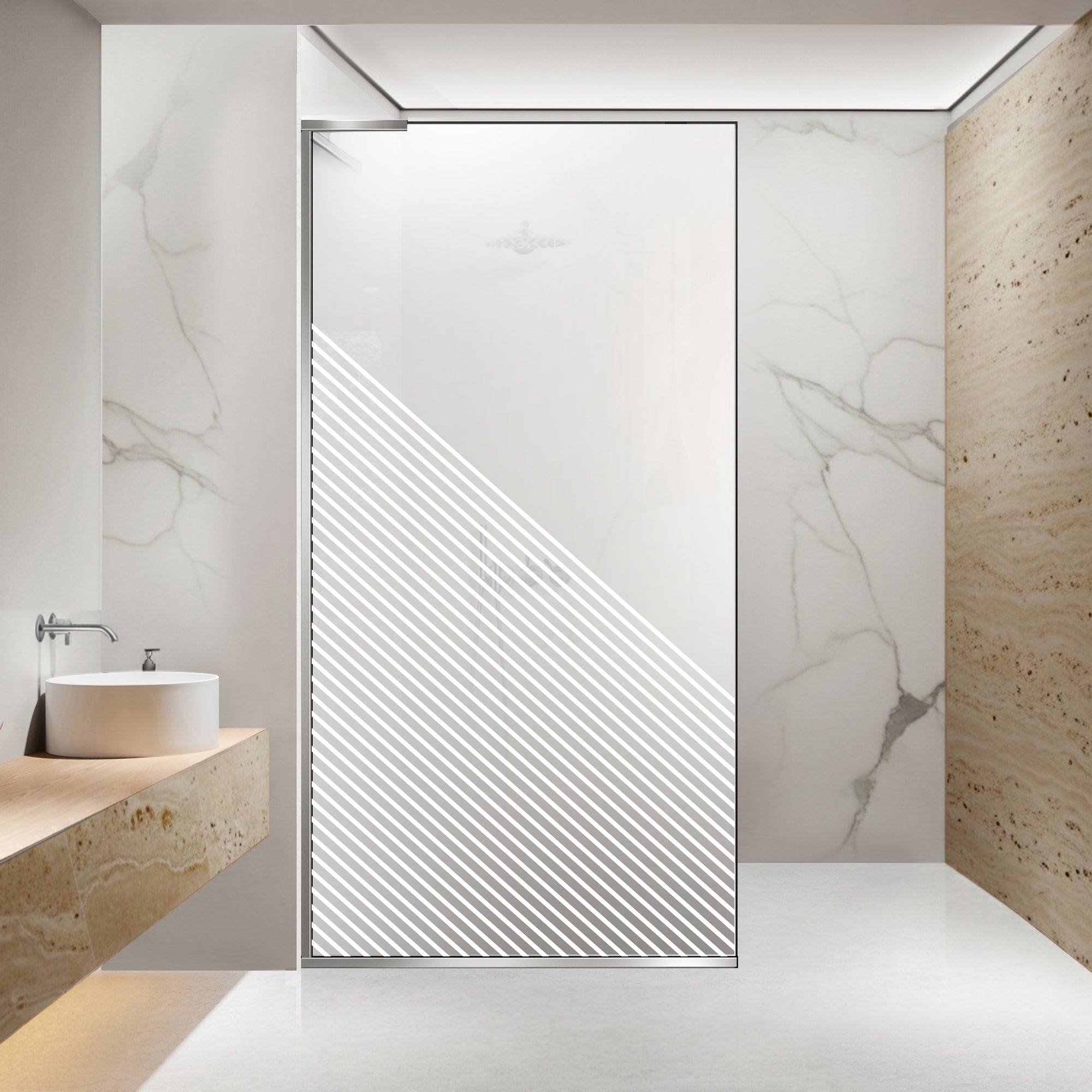 Paravan dus Walk-in, Perete dus Inox, #Mat #Matt