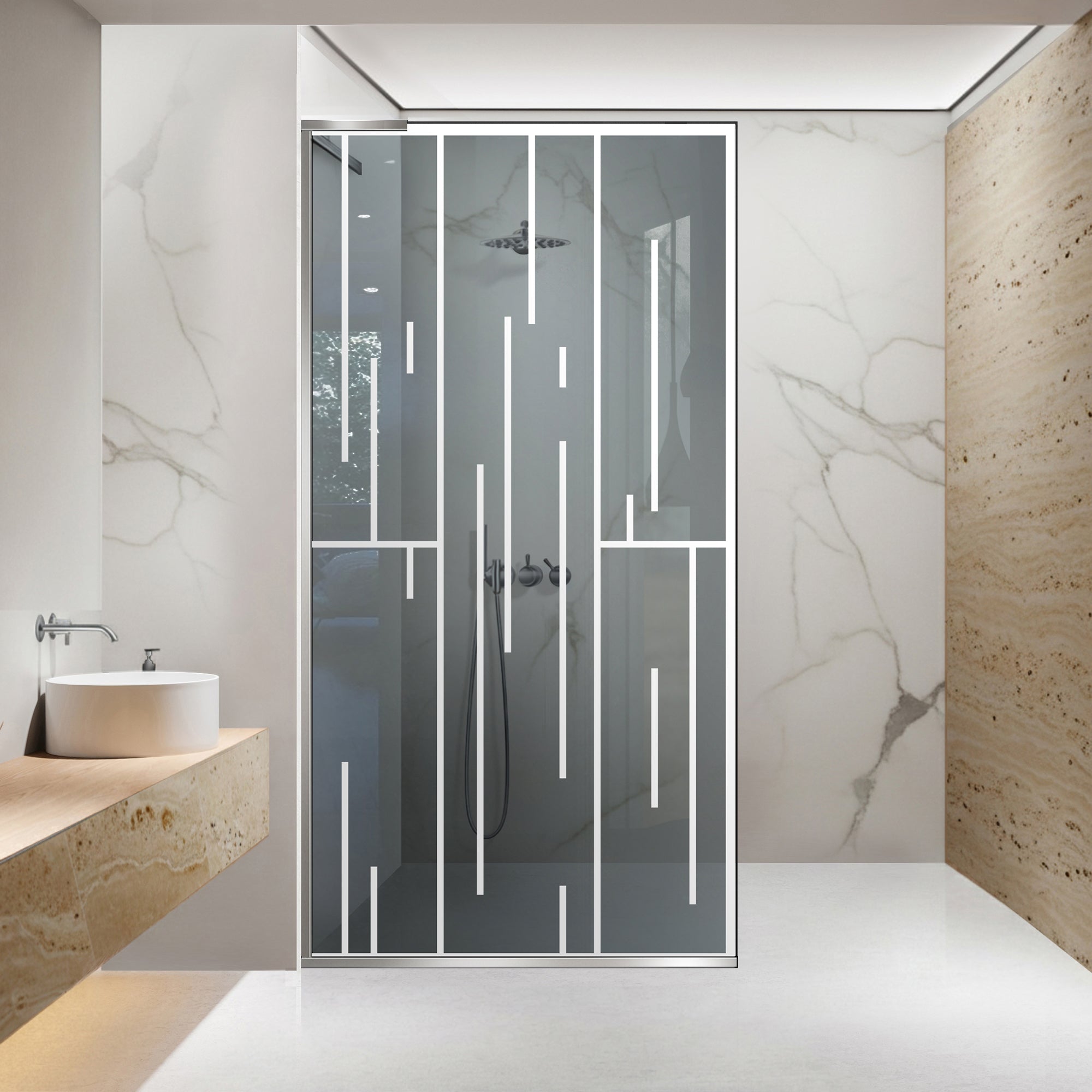 Paravan dus Walk-in, Perete dus Inox, #Gri #Szürke